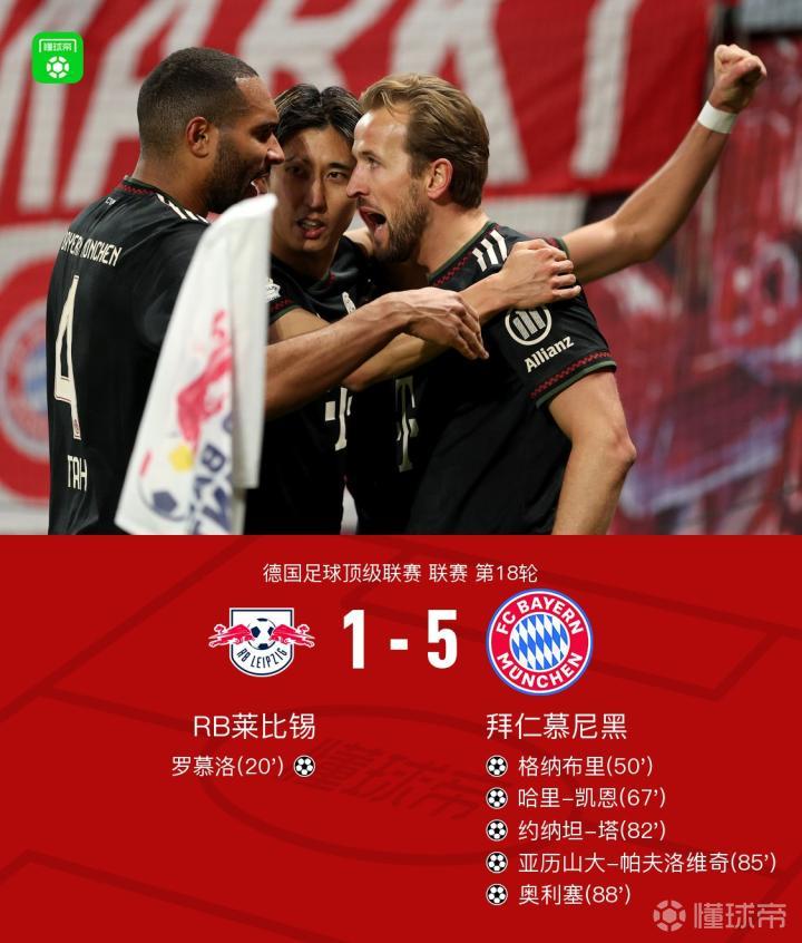 拜仁5-1莱比锡，奥利塞3传1射，穆西亚拉伤愈送助攻